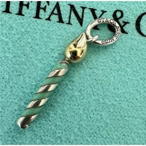Tiffany & Co.Birthday Candle Charm 18K Gold Blue Enamel & Sterling Silver